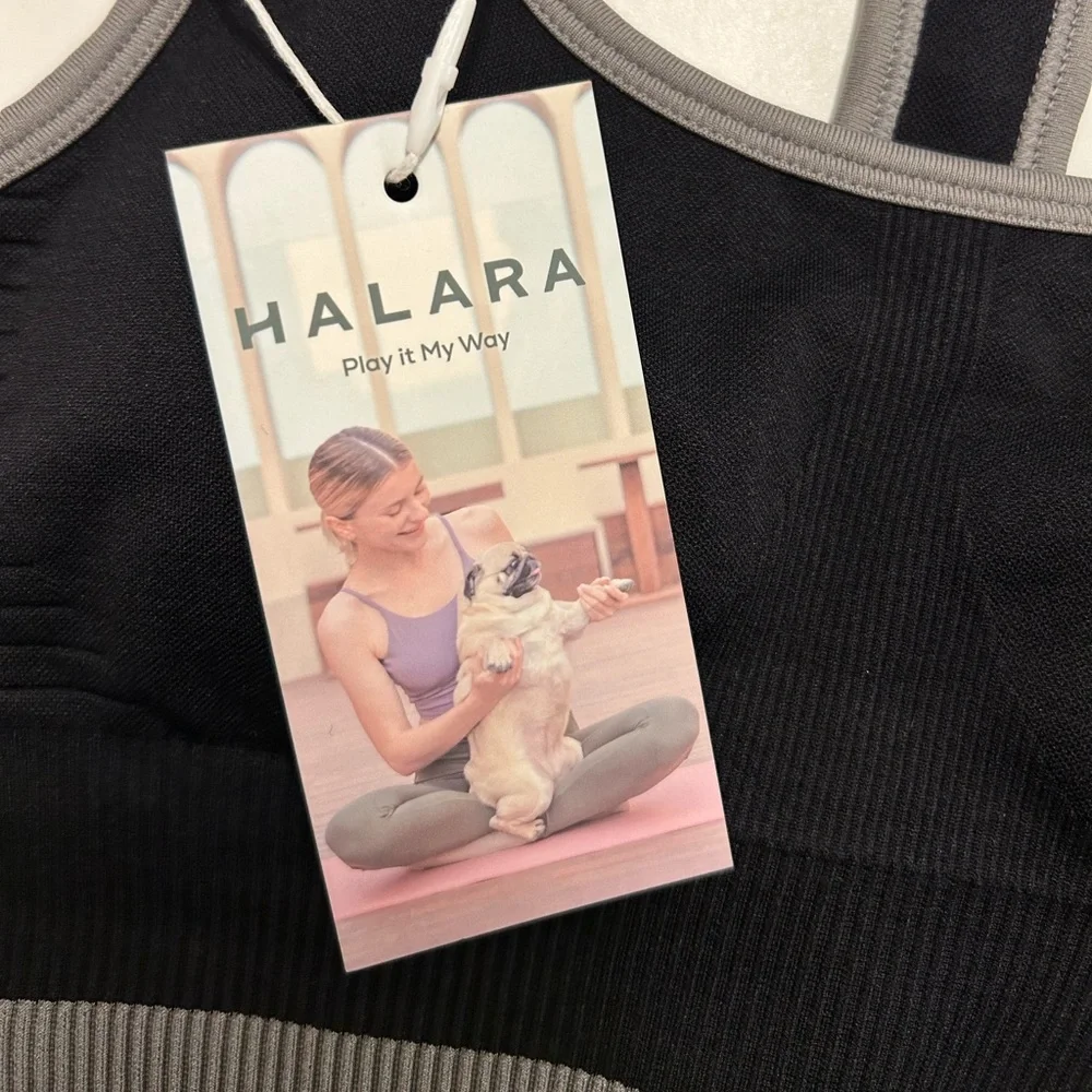 NWT Halara Size S Small Black/Gray Sports Bra